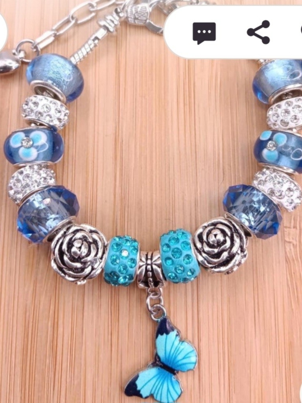Blue Butterfly Charm Bracelet - Unbranded